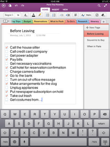 Microsoft OneNote for iPad 2